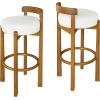 Christopher Knight Home Athe Set of 2 Indoor Wooden Low Back Barstool, Rubberwood Frame Bar Chair, Seat Cushion Counter Height Stool, Bar Stools for Kitchen Island, White & Walnut(White & Walnut)