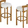 Christopher Knight Home Athe Set of 2 Indoor Wooden Low Back Barstool, Rubberwood Frame Bar Chair, Seat Cushion Counter Height Stool, Bar Stools for Kitchen Island, White & Walnut(Ivory & Walnut)