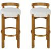 Christopher Knight Home Athe Set of 2 Indoor Wooden Low Back Barstool, Rubberwood Frame Bar Chair, Seat Cushion Counter Height Stool, Bar Stools for Kitchen Island, White & Walnut(Ivory & Walnut)