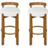 Christopher Knight Home Athe Set of 2 Indoor Wooden Low Back Barstool, Rubberwood Frame Bar Chair, Seat Cushion Counter Height Stool, Bar Stools for Kitchen Island, White & Walnut(White & Walnut)