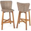 Christopher Knight Home Aurora Patio Barstool Set of 2, Outdoor Counter Stool with Finished Wood and Wicker, Accent Chair with Backrest/Footrest for Bar Table/Kitchen Islands, Light Brown + Teak(Light Brown + Teak)