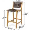 Christopher Knight Home Beryl Patio Barstool Set of 2, Outdoor Counter Height Stool with Wood Frame and Natural PE Wicker, Bar Stool with Backrest/Footrest for Backyard Balcony Garden, Light Teak(Teak + Dark Brown)