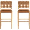 Christopher Knight Home Caitlyn lndoor Barstool Set of 2, Counter Height Stool with Footrest/Backrest for Bar Table, Natural Rubberwood Frame with Faux Leather Upholstery Counter Stool, Brown+Natural