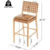 Christopher Knight Home Caitlyn lndoor Barstool Set of 2, Counter Height Stool with Footrest/Backrest for Bar Table, Natural Rubberwood Frame with Faux Leather Upholstery Counter Stool, Brown+Natural