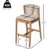 Christopher Knight Home Cuz Patio Barstool Set of 2, Outdoor Counter Height Stool with Sturdy Acacia Wood Frame and Rope Backrest, Bar Stool with Seat Cushion for Backyard Garden, Beige + Teak