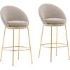 Christopher Knight Home Dudley Barstool Set of 2, Metal Bar Stools for Kitchen Island, Boucle Fabric Accent Chair for Bar Table, Modern Counter Stools with Footrest and Backrest, Gray and Gold(Beige and Gold)