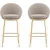 Christopher Knight Home Dudley Barstool Set of 2, Metal Bar Stools for Kitchen Island, Boucle Fabric Accent Chair for Bar Table, Modern Counter Stools with Footrest and Backrest, Gray and Gold(Beige and Gold)