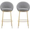 Christopher Knight Home Dudley Barstool Set of 2, Metal Bar Stools for Kitchen Island, Boucle Fabric Accent Chair for Bar Table, Modern Counter Stools with Footrest and Backrest, Gray and Gold(Gray and Gold)