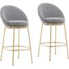 Christopher Knight Home Dudley Barstool Set of 2, Metal Bar Stools for Kitchen Island, Boucle Fabric Accent Chair for Bar Table, Modern Counter Stools with Footrest and Backrest, Gray and Gold(Gray and Gold)