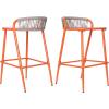 Christopher Knight Home Hearth 29.5″H Patio Barstools Set of 2, Aluminum Frame Barstool, Woven Rpoe Island Counter Stool, Scallop-shaped Backrest Bistro Chairs for Balcony Backyard Garden, Sage Green(Orange)