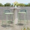 Christopher Knight Home Hearth 29.5″H Patio Barstools Set of 2, Aluminum Frame Barstool, Woven Rpoe Island Counter Stool, Scallop-shaped Backrest Bistro Chairs for Balcony Backyard Garden, Sage Green(Sage Green)