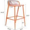 Christopher Knight Home Hearth 29.5″H Patio Barstools Set of 2, Aluminum Frame Barstool, Woven Rpoe Island Counter Stool, Scallop-shaped Backrest Bistro Chairs for Balcony Backyard Garden, Sage Green(Orange)