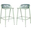 Christopher Knight Home Hearth 29.5″H Patio Barstools Set of 2, Aluminum Frame Barstool, Woven Rpoe Island Counter Stool, Scallop-shaped Backrest Bistro Chairs for Balcony Backyard Garden, Sage Green(Sage Green)