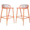 Christopher Knight Home Hearth 29.5″H Patio Barstools Set of 2, Aluminum Frame Barstool, Woven Rpoe Island Counter Stool, Scallop-shaped Backrest Bistro Chairs for Balcony Backyard Garden, Sage Green(Orange)