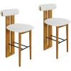Christopher Knight Home Irene Set of 2 Indoor Wooden Barstool, Ergonomic Walnut Finished Bar Chairs, Sturdy Rubberwood Frame Counter Stool, Bar Stools for Kitchen Island, Ivory & Walnut(Ivory & Walnut)