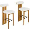 Christopher Knight Home Irene Set of 2 Indoor Wooden Barstool, Ergonomic Walnut Finished Bar Chairs, Sturdy Rubberwood Frame Counter Stool, Bar Stools for Kitchen Island, Ivory & Walnut(White & Walnut)