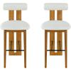 Christopher Knight Home Irene Set of 2 Indoor Wooden Barstool, Ergonomic Walnut Finished Bar Chairs, Sturdy Rubberwood Frame Counter Stool, Bar Stools for Kitchen Island, Ivory & Walnut(Ivory & Walnut)