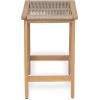 Christopher Knight Home Lily Set of 2 Patio Barstool, Acacia Wood & Woven Rope Outdoor Counter Stool with Footrest, Backless Wooden Barstool Chairs for Backyard Balcony Garden, Beige + Teak