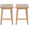 Christopher Knight Home Lily Set of 2 Patio Barstool, Acacia Wood & Woven Rope Outdoor Counter Stool with Footrest, Backless Wooden Barstool Chairs for Backyard Balcony Garden, Beige + Teak