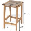 Christopher Knight Home Lily Set of 2 Patio Barstool, Acacia Wood & Woven Rope Outdoor Counter Stool with Footrest, Backless Wooden Barstool Chairs for Backyard Balcony Garden, Beige + Teak