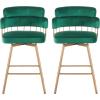 Christopher Knight Home Marin Counter Height Bar Stools Set of 2, 180° Swivel Upholstered Barstools with Backs and Metal Legs, Dining Room Chairs, Counter Height Stools with Footrest, Green + Golden(Green + Golden)