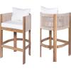 Christopher Knight Home Matera Outdoor Counter Height Bar Stools Set of 2, Barstool for Kitchen Island, Acacia Wood Counter Stool with Footrest+Removable Cushion,Dining Chair for Bar Table,Teak+ Beige