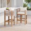 Christopher Knight Home Matera Outdoor Counter Height Bar Stools Set of 2, Barstool for Kitchen Island, Acacia Wood Counter Stool with Footrest+Removable Cushion,Dining Chair for Bar Table,Teak+ Beige