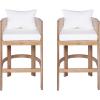 Christopher Knight Home Matera Outdoor Counter Height Bar Stools Set of 2, Barstool for Kitchen Island, Acacia Wood Counter Stool with Footrest+Removable Cushion,Dining Chair for Bar Table,Teak+ Beige