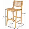 Christopher Knight Home Merry Patio Acacia Wood Bar Stool Set of 2, Counter Height Barstool Set for Bar Table,Handwoven Wicker Kitchen Island Dining Chair,Wooden Counter Stool with Footrest,Light Teak