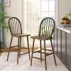 Christopher Knight Home Morgan Rubber Wood Barstool Set of 2, Counter Height Stool with Windsor-Back Design, Modern Bar Stool with Backrest/Footrest for Dining Room/Kitchen Dining Island, Walnut