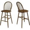 Christopher Knight Home Morgan Rubber Wood Barstool Set of 2, Counter Height Stool with Windsor-Back Design, Modern Bar Stool with Backrest/Footrest for Dining Room/Kitchen Dining Island, Walnut