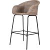 Christopher Knight Home Rekkles Patio Barstool Set of 2, PE Rattan Outdoor Counter Height Stool Set for Bar Table, Metal Frame Barstool for Backyard Balcony Garden, Black + Light Gray(Black + Light Brown)
