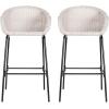 Christopher Knight Home Rekkles Patio Barstool Set of 2, PE Rattan Outdoor Counter Height Stool Set for Bar Table, Metal Frame Barstool for Backyard Balcony Garden, Black + Light Gray(Black + Light Gray)