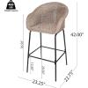 Christopher Knight Home Rekkles Patio Barstool Set of 2, PE Rattan Outdoor Counter Height Stool Set for Bar Table, Metal Frame Barstool for Backyard Balcony Garden, Black + Light Gray(Black + Light Brown)