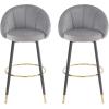 Christopher Knight Home Rumer 40.5″ High Back Bar Stool Set of 2, Stools for Kitchen Island, Velvet Upholstered Bar Chair with Iron Frame, Barrel Chair for Home Bars with Footrest, Gold+Black+Gray(Gold+black+gray)