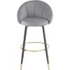 Christopher Knight Home Rumer 40.5″ High Back Bar Stool Set of 2, Stools for Kitchen Island, Velvet Upholstered Bar Chair with Iron Frame, Barrel Chair for Home Bars with Footrest, Gold+Black+Gray(Gold+black+gray)