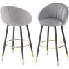 Christopher Knight Home Rumer 40.5″ High Back Bar Stool Set of 2, Stools for Kitchen Island, Velvet Upholstered Bar Chair with Iron Frame, Barrel Chair for Home Bars with Footrest, Gold+Black+Gray(Gold+black+gray)