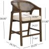 Christopher Knight Home Set of 2 Morley Wooden Counter Height Bar Stool, Kitchen Island Barstool with footrest, Curved Backrest Dining Chair, Soft Removable Cushions, Beige+Natural(Beige+walnut)