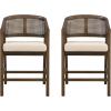 Christopher Knight Home Set of 2 Morley Wooden Counter Height Bar Stool, Kitchen Island Barstool with footrest, Curved Backrest Dining Chair, Soft Removable Cushions, Beige+Natural(Beige+walnut)