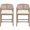 Christopher Knight Home Set of 2 Morley Wooden Counter Height Bar Stool, Kitchen Island Barstool with footrest, Curved Backrest Dining Chair, Soft Removable Cushions, Beige+Natural(Light Beige+light Ash)