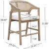 Christopher Knight Home Set of 2 Morley Wooden Counter Height Bar Stool, Kitchen Island Barstool with footrest, Curved Backrest Dining Chair, Soft Removable Cushions, Beige+Natural(Light Beige+light Ash)