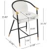 Christopher Knight Home Set of 2 Varus 26″ H Iron Frame Counter Stool, Dining Room/Kitchen Island Barstool with Footrest/Backrest, Boucle Upholstered Accent Chairs for Kitchen Counter, Almond+Black(Beige + Black + Gold)
