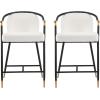 Christopher Knight Home Set of 2 Varus 26″ H Iron Frame Counter Stool, Dining Room/Kitchen Island Barstool with Footrest/Backrest, Boucle Upholstered Accent Chairs for Kitchen Counter, Almond+Black(Beige + Black + Gold)