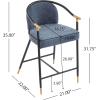 Christopher Knight Home Set of 2 Varus 26″ H Iron Frame Counter Stool, Dining Room/Kitchen Island Barstool with Footrest/Backrest, Boucle Upholstered Accent Chairs for Kitchen Counter, Almond+Black(Black + Navy Blue + Gold)