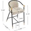 Christopher Knight Home Set of 2 Varus 26″ H Iron Frame Counter Stool, Dining Room/Kitchen Island Barstool with Footrest/Backrest, Boucle Upholstered Accent Chairs for Kitchen Counter, Almond+Black(Almond + Black + Gold)