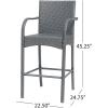 Christopher Knight Home Solis 30″ H Patio Barstools Set of 2, Woven Rattan Barstool, Wicker Weave Armchair, Tall Bistro Chair with Footrail, Outdoor Counter Stool for Backyard Garden, Gray