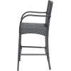 Christopher Knight Home Solis 30″ H Patio Barstools Set of 2, Woven Rattan Barstool, Wicker Weave Armchair, Tall Bistro Chair with Footrail, Outdoor Counter Stool for Backyard Garden, Gray