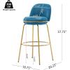 Christopher Knight Home Wally Barstool Set of 2, Metal Bar Stools for Kitchen Island, Fabric Accent Chair for Bar Table, Modern Counter Stools with Footrest and Backrest, Blue and Gold(Blue and Gold)