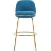 Christopher Knight Home Wally Barstool Set of 2, Metal Bar Stools for Kitchen Island, Fabric Accent Chair for Bar Table, Modern Counter Stools with Footrest and Backrest, Blue and Gold(Blue and Gold)