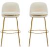 Christopher Knight Home Wally Barstool Set of 2, Metal Bar Stools for Kitchen Island, Fabric Accent Chair for Bar Table, Modern Counter Stools with Footrest and Backrest, Blue and Gold(Beige and Gold)